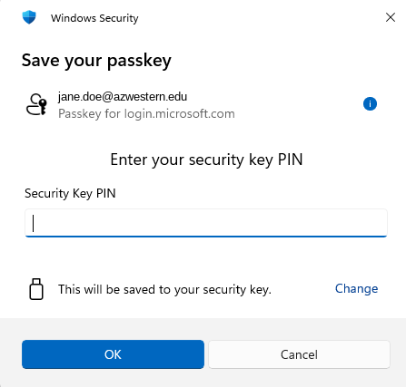Enter your security key PIN prompt