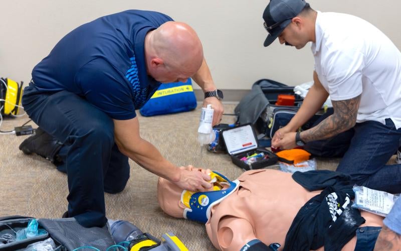 Arizona Western Entrepreneurial College medical students receive hands-on training in Emergency Medical Services.