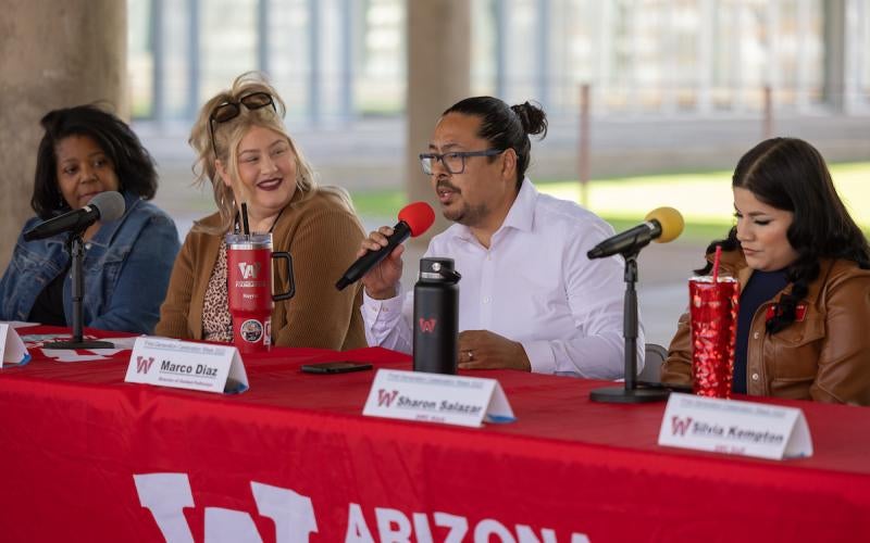 Panelists share during the Faculty, Student, and Alumni Panel of the 2023 First Gen College Celebration Week hosted by AWC.