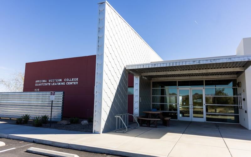 Outside the Arizona Western College Quartzite Learning Center