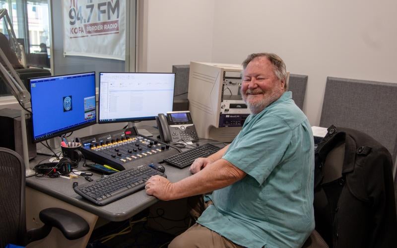 Dave Riek in the KAWC production studio in 2024. Photo courtesy of KAWC.