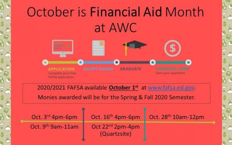 Workshops held in conjunction with Financial Aid Month at AWC