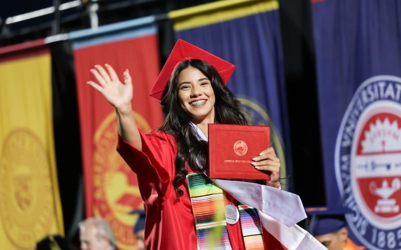 AWC student celebrates graduation at the 2025 Spring Commencement ceremony.