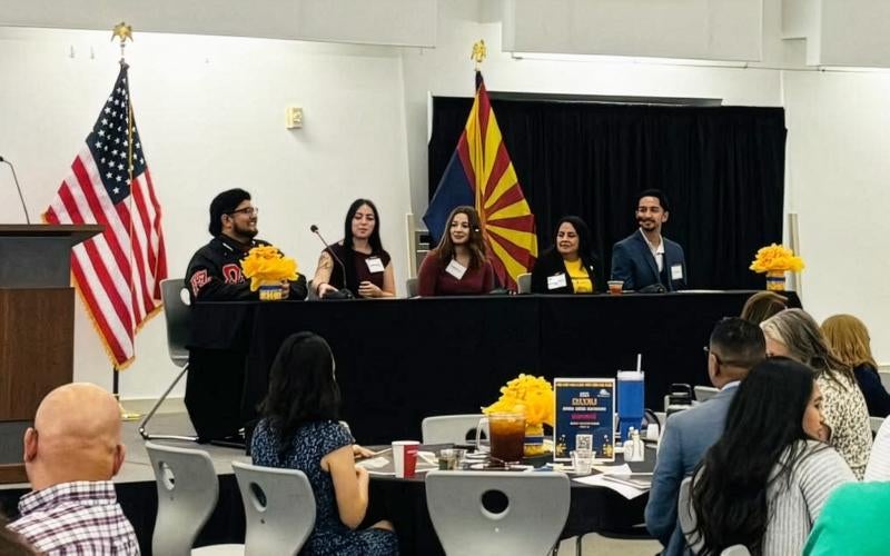 Student panel at the fourth-annual Hispanic Serving Institutions Summit hosted at Arizona Western College on October 24, 2025.