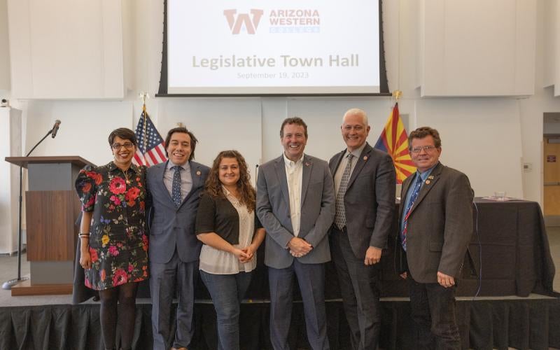Reetika Dhawan, Sen. Brian Fernandez, Rep. Michele Peña, Dr. Daniel Corr, Rep. Michael Carbone, and Rep. Tim Dunn at the second-annual Legislative Town Hall hosted by AWC on September 19, 2023.