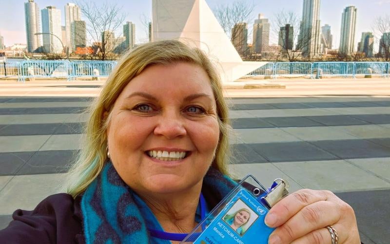 Dr. Ketchum-Cárdenas in New York City in 2023, where she served as a delegate for Soroptimist International at the 67th session of the Commission on the Status of Women.