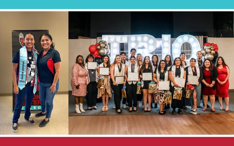 TRIO students in Parker, AZ (left) and Yuma, AZ (right) celebrating their achievements at the 2025 TRIO graduation ceremonies.