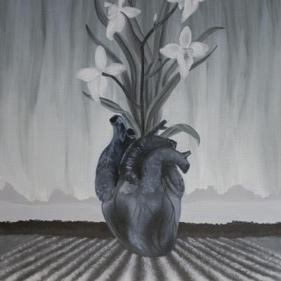 painting for heart vase of flowers