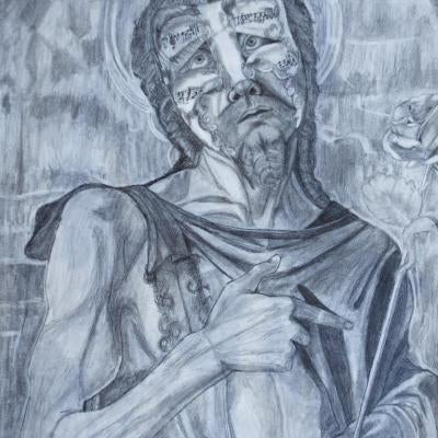 Drawing of a man in anguish