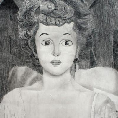 Drawing of a shocked woman