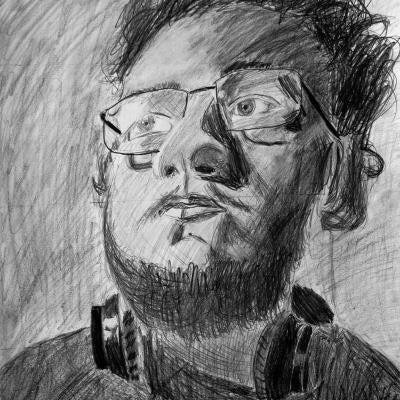 Drawing of a man with glasses