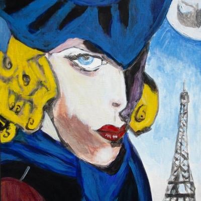 painting of a woman in paris