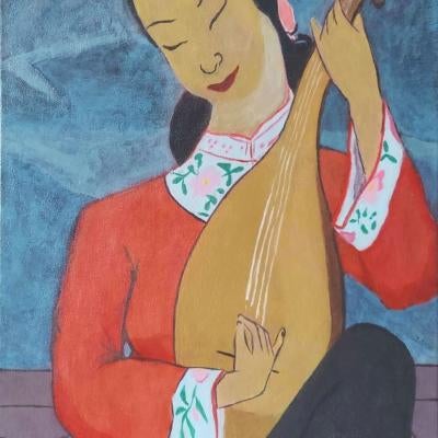 Painting of a musician