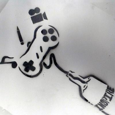 printmaking piece of a video game controller