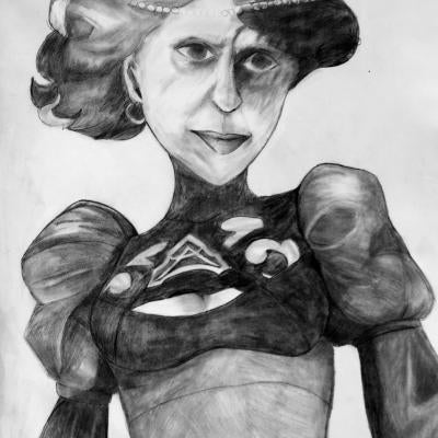 Drawing of a woman in a dress