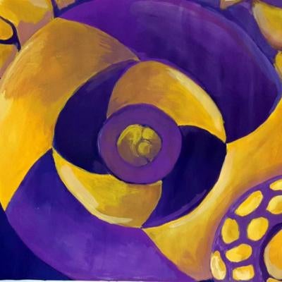 Design of shapes, purple and yellow