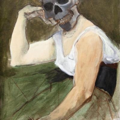 Painting of a woman with a skull