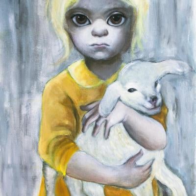Painting of a girl and her lamb