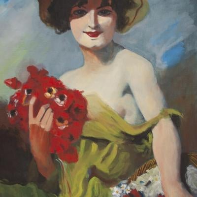 Painting of a woman in a hat