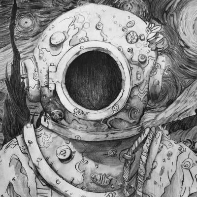 drawing of an old diving suit