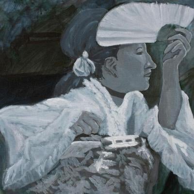 painting of a woman with a fan