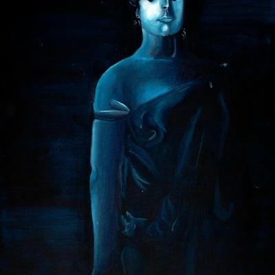 Painting of a woman, blue