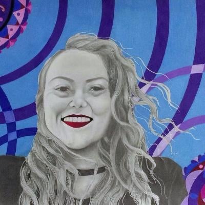 drawing of a woman smiling