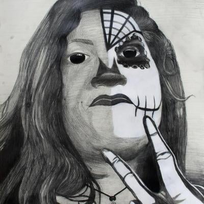 drawing of woman with paint on her face