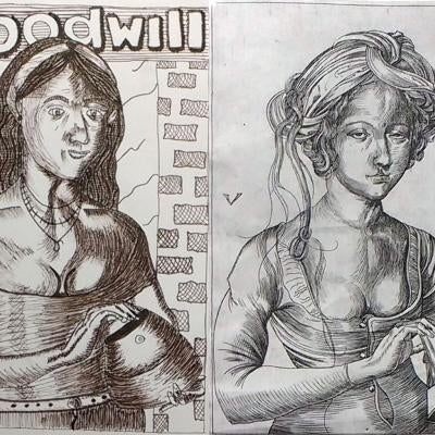 drawing of two women, side by side