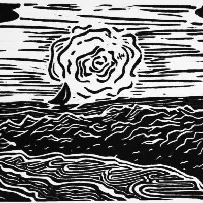printmaking piece of the ocean