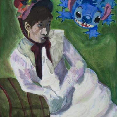 painting of a woman and stitch