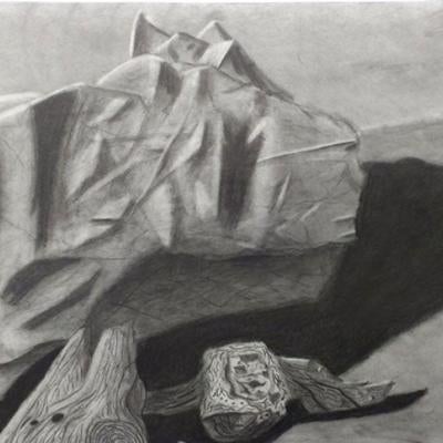 drawing of crumpled paper