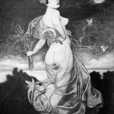 drawing of an elegant woman