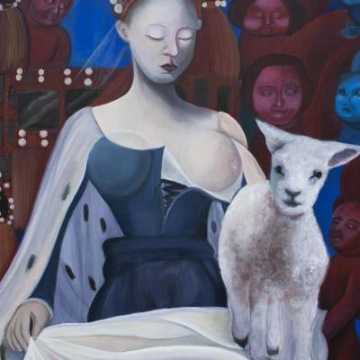 Painting of a woman and a goat