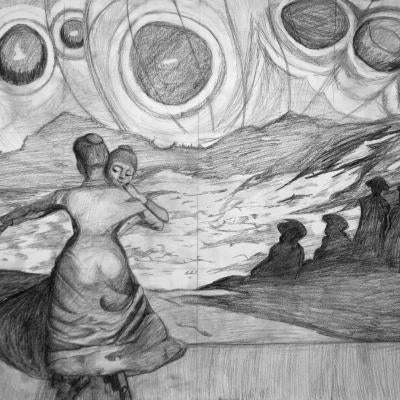 Drawing of a couple dancing