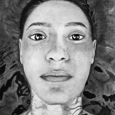 Drawing of a woman, close up