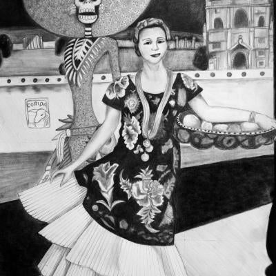Drawing of a woman in a dress
