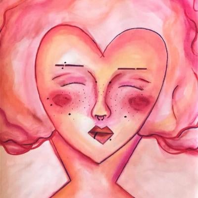 Drawing of a heart face