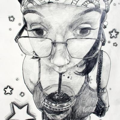 graphite self-portrait