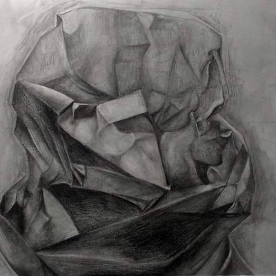 drawing of crumpled paper