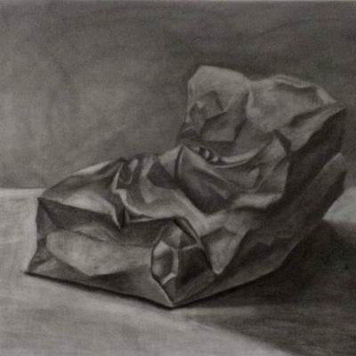 drawing of crumpled paper