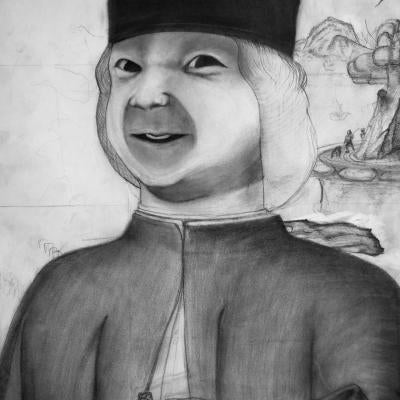 Drawing of a person wearing a hat