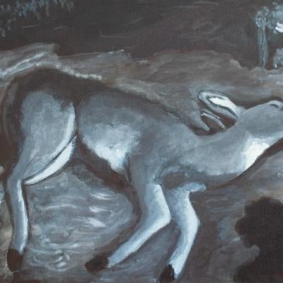 painting of a sleeping doe