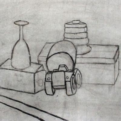 drawing of objects on table