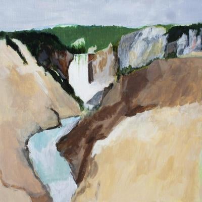 painting of a canyon and river