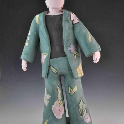photo of ceramic sculpture of a man