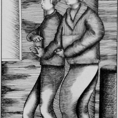 drawing of two women