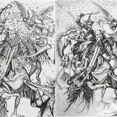 drawing of two different action scenes