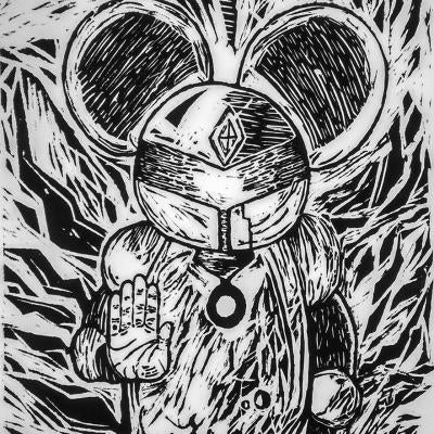Printmaking piece of a mouse