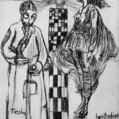 printmaking piece of a couple
